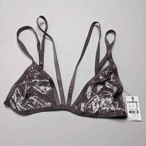 Taupe Strappy Velvet Bralette (S) Express